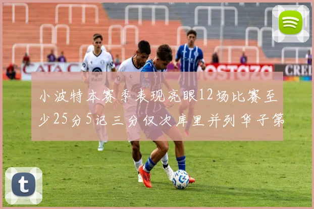 小波特本赛季表现亮眼12场比赛至少25分5记三分仅次库里并列华子第二